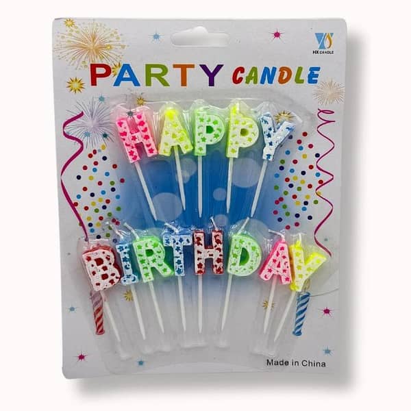 13-Piece Set of Multi-Colored Happy Birthday Candles for Cake Decoration