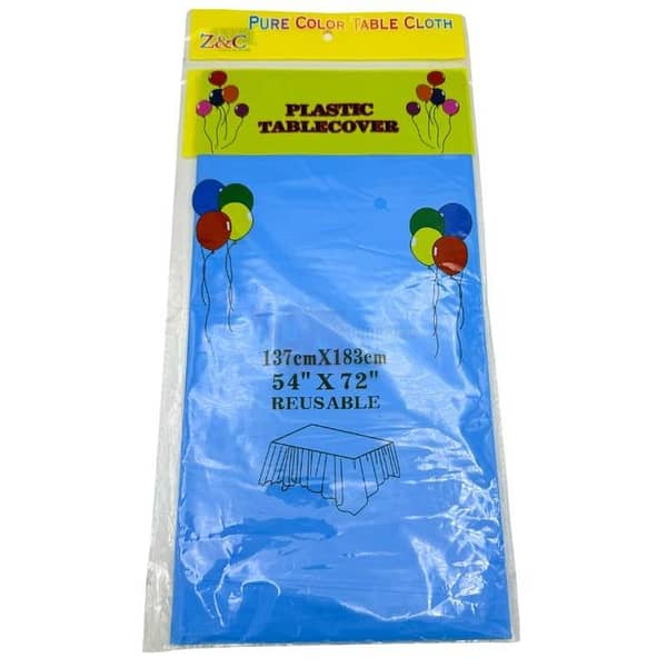 Reusable Blue Plastic Tablecloth - 54" x 72" - Unisex - Single Pack