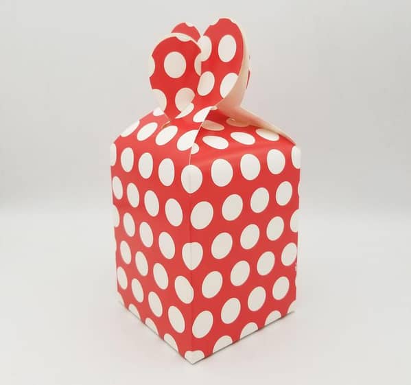 Pack of 10 Red Polka Dot Goody Boxes - Themed for Parties and Gifts