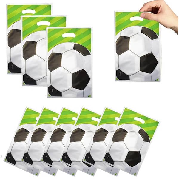 Pack of 10 Football Theme Goody Bags - 10" Height x 6.5" Width