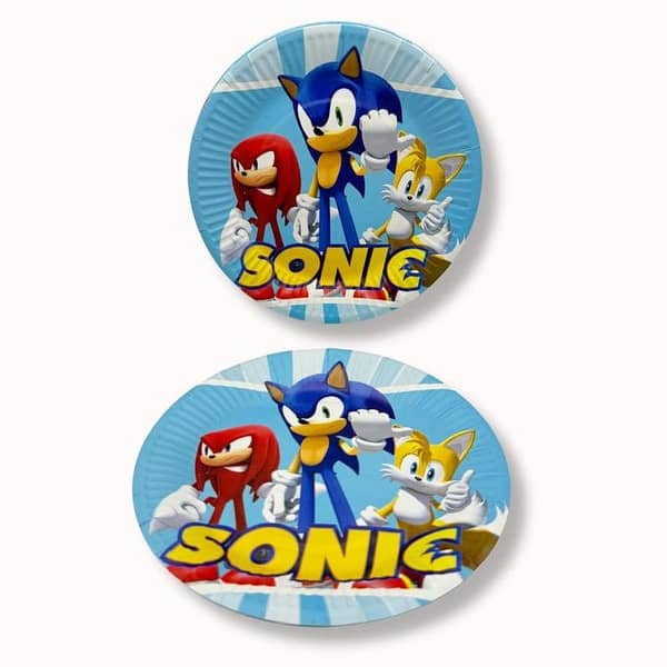 Pack of 10 Sonic Theme Paper Plates - 7 Inch