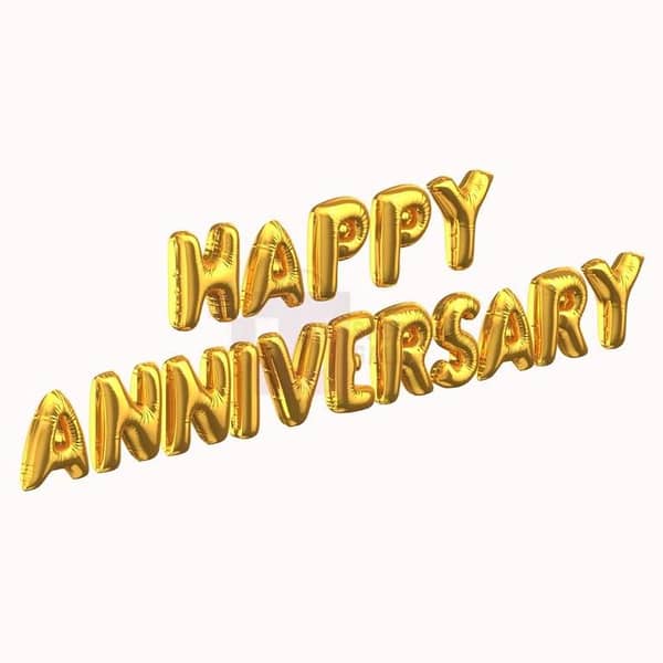 Golden Happy Anniversary Foil Balloon Set for Party Decoration - Each Letter Measures 16 Inches