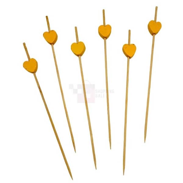 Multicolor Yellow Heart Wooden Sticks - 4.5 Inches - Set of 22