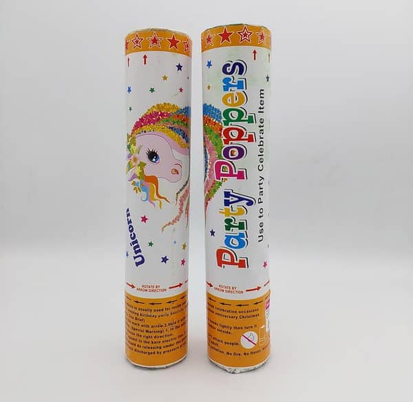 Pack of 2 Unicorn and Baby Shark Party Poppers - 20 cm Size - Themed Decorations for Girls' Birthday Parties
