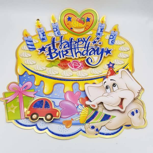 3D Happy Birthday Wall Decoration Sticker - 17x13 Inch Size - Multi-Color Design