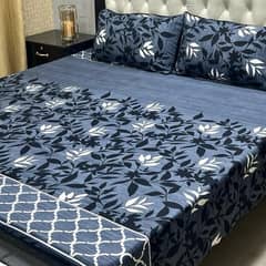 3 pcs crystal cotton printed Bedsheet double