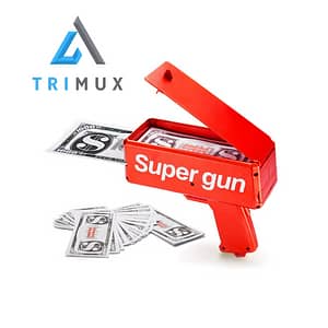 TRIMUX Paper Money Gun with 100 Pcs Play Cash - Fun Prop for Parties and Events