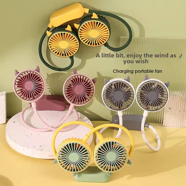 TRIMUX USB Rechargeable Neckband Fans - Portable Dual Fan for Personal Use
