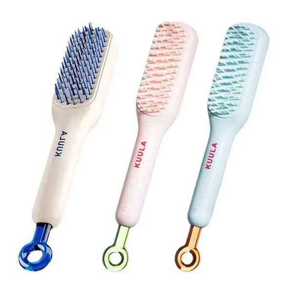 Self-Cleaning Hair Brush with Retractable Bristles - Easy Clean Detangling Comb for All Hair Types, Includes Massage Features and Anti-Static Technology