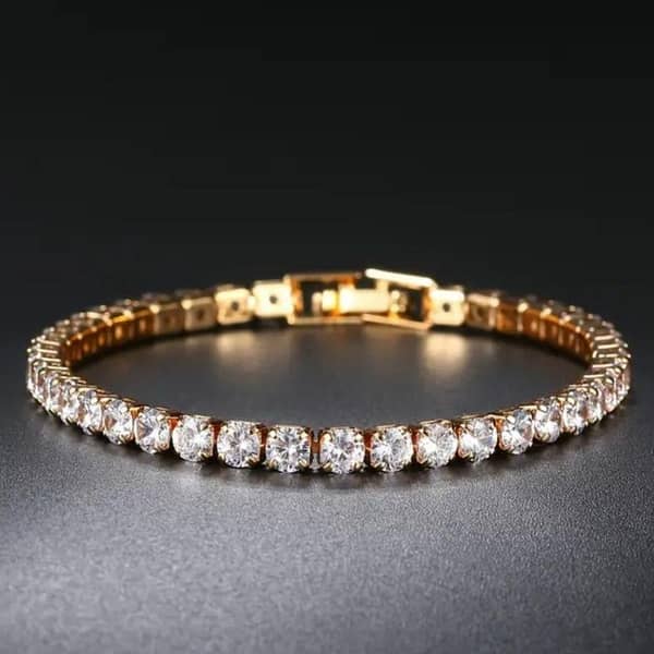 Diamond Tennis Bracelet for Women - Gold-Plated with Crystal & Zirconia, Ideal for Daily Wear and Gifts