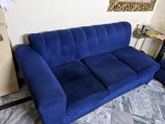 Luxury Deep Blue Velvet 7- Seater Tuffed Sofa