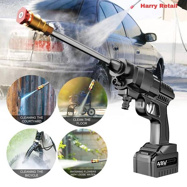 Ebooine 48V Cordless Pressure Washer - Portable High Pressure Car Wash Pump and Spray Gun for Cleaning Cars, Fences, Walls, and Floors