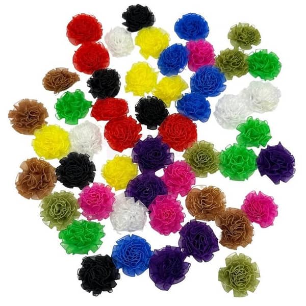 45 Multicolor Organza Flowers for Craft Projects