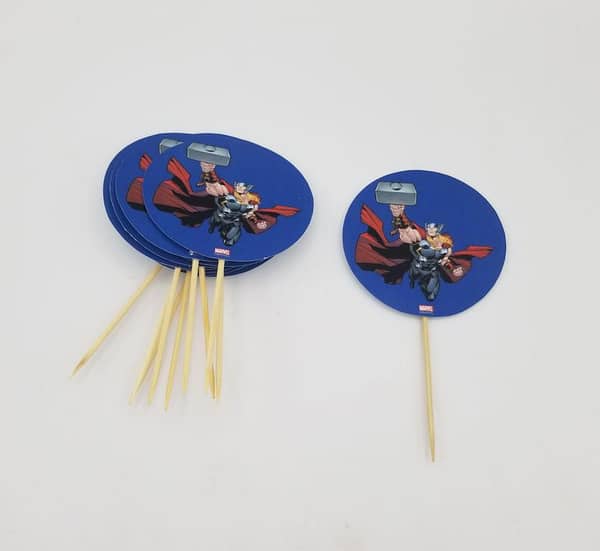 Pack of 10 Avengers Thor Cupcake Toppers for Themed Parties