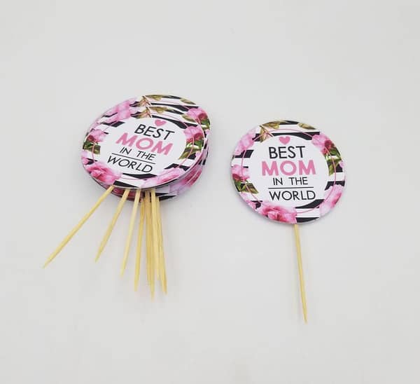 Pack of 10 Best Mom in the World Cupcake Toppers - 3.5 Inch Size