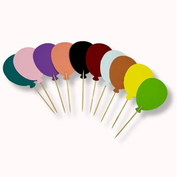 Pack of 10 Balloon-Shaped Cupcake Toppers for Decorating Cupcakes