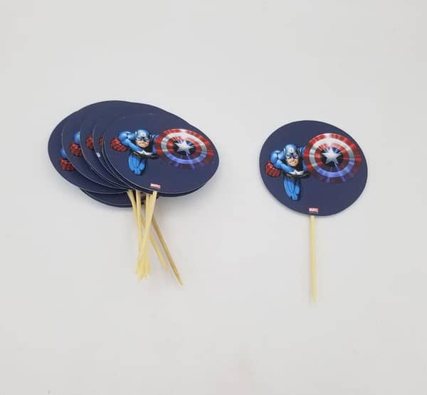 Pack of 10 Captain America Cupcake Toppers - Themed Decorations for Parties
