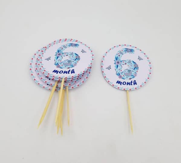 Pack of 10 Cupcake Toppers for 6 Months Celebration, Each 3.5 Inches