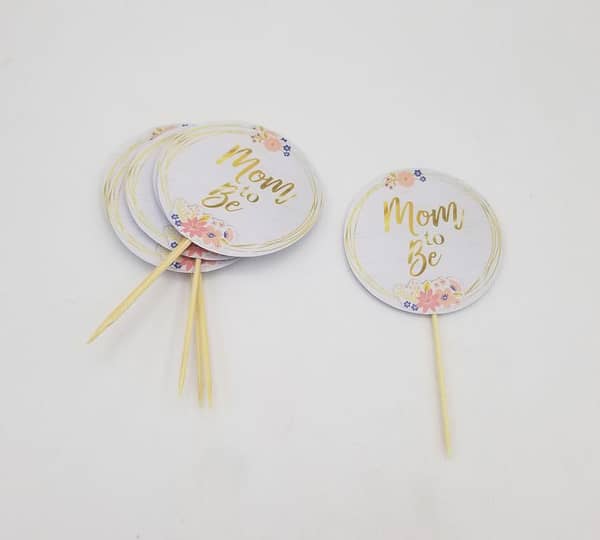 Pack of 10 Mom to Be Cupcake Toppers - 3.5 Inch