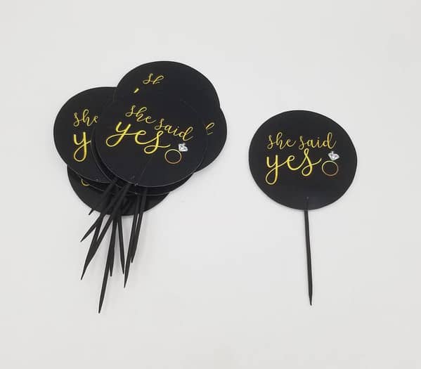 Pack of 10 She Said Yes Cupcake Toppers - 3.5 Inch Decorations for Celebrations