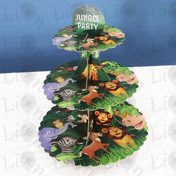 3-Tier Jungle Theme Cupcake Stand for Party Decorations