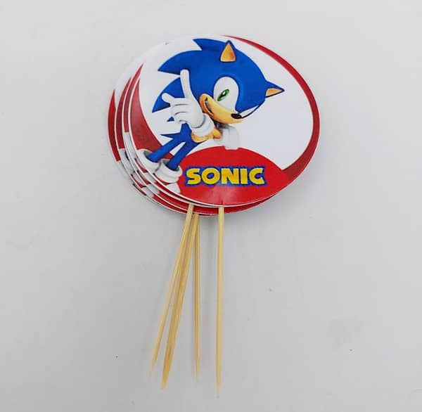 Pack of 10 Sonic Cupcake Toppers - 3.5 Inch