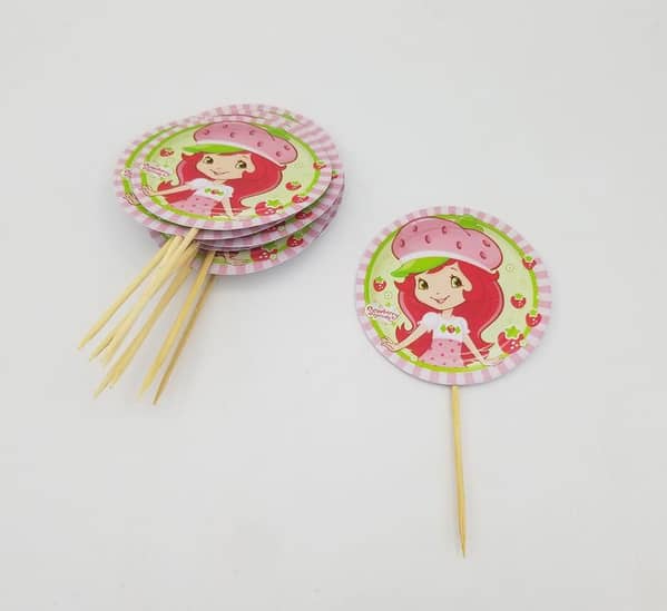 Pack of 10 Strawberry Shortcake Cupcake Toppers, 3.5 Inch Decorations