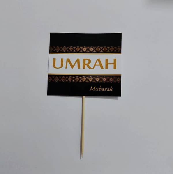 Pack of 10 Umrah Mubarak Cupcake Toppers - 3.5 Inch Decorations for Parties