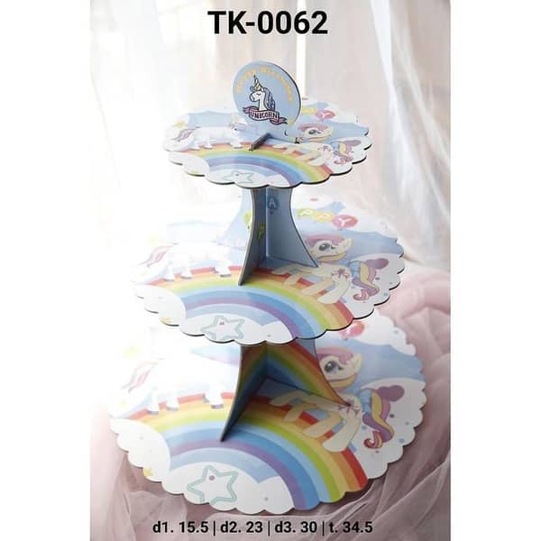 3-Tier Unicorn Theme Cupcake Stand for Parties