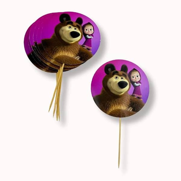 Pack of 10 Masha and the Bear Cupcake Toppers for Birthday and Cake Decoration