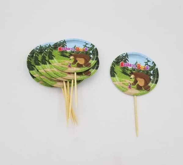 Pack of 10 Masha and the Bear Cupcake Toppers - 3.5 Inch Decorations