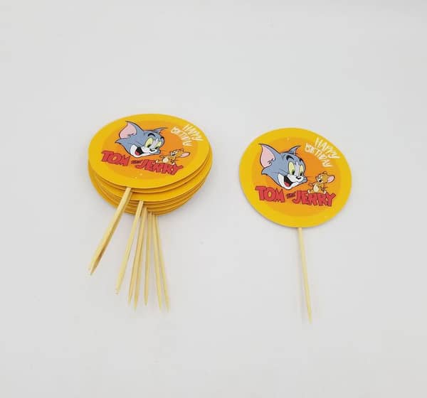 Pack of 10 Tom and Jerry Cupcake Toppers - 3.5 Inch Decoration for Parties