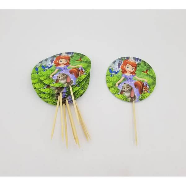 Pack of 10 Princess Sofia Cupcake Toppers for Themed Celebrations