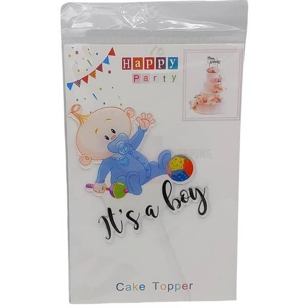 Its a Boy Cake Topper for Baby Boy Welcome Party - Medium Acrylic Cake Decoration