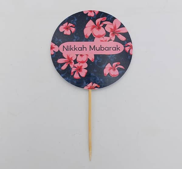 Pack of 10 Nikkah Mubarak Cupcake Toppers - 3.5 Inch