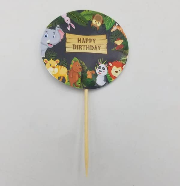 Pack of 10 Jungle Theme Cupcake Toppers for Parties - 3.5 Inch Decorations