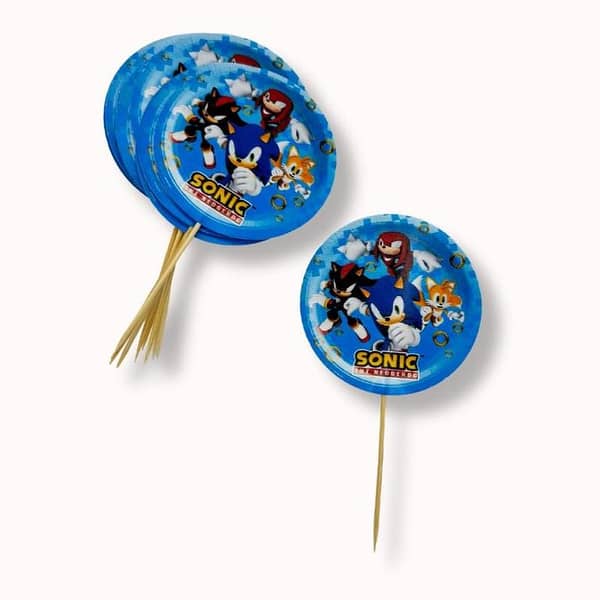 Pack of 10 Sonic Theme Cupcake Toppers for Birthday Cake and Cupcake Decoration