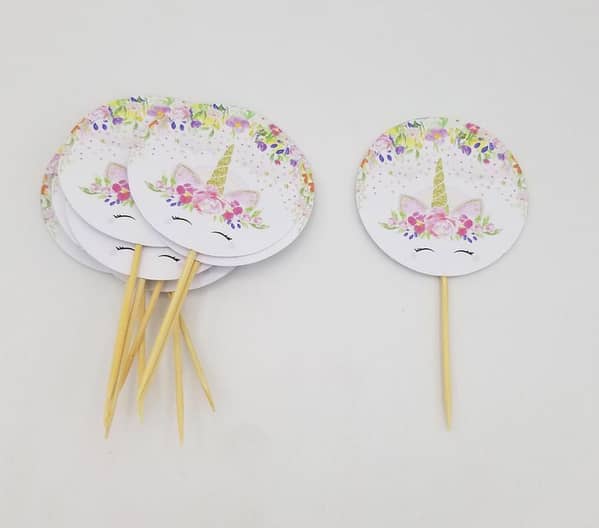 Pack of 10 White Unicorn Cupcake Toppers - 3.5 Inch for Birthday Parties and Table Decorations