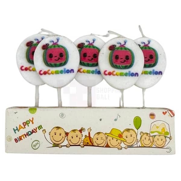 Cocomelon Birthday Cake Candles - Set of 5 Multi-Colored Candles for Decoration - Unisex Theme