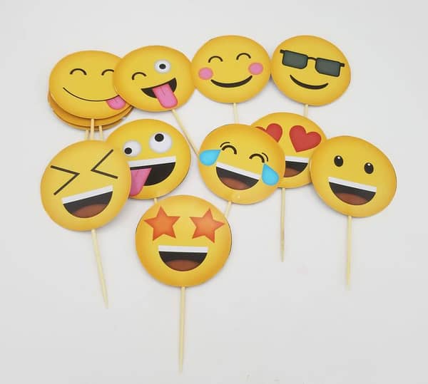 Pack of 10 Emoji Cupcake Toppers - 3.5 Inch Decorations