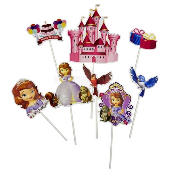 Pack of 6 Princess Sofia Cake Toppers in Pink - Perfect for Girls' Theme Cakes
