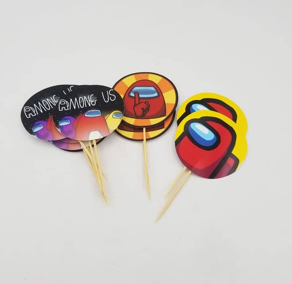 Pack of 10 Among Us Cupcake Toppers - Themed Decorations for Parties