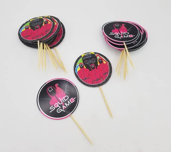 Pack of 10 Squid Game Cupcake Toppers - Themed Decorations for Parties