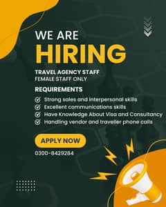 Branch Manager - Jobs - female staff - Travel Agency - Ticketing staff