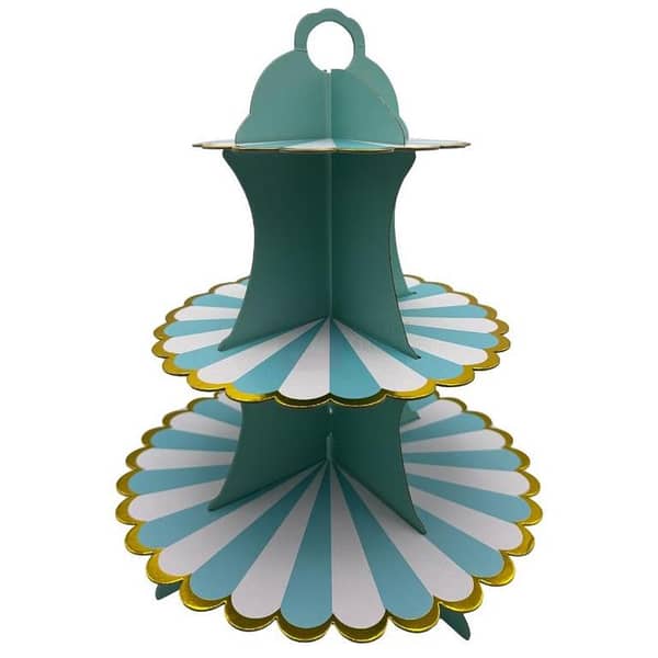 3-Tier Blue and White Cupcake Stand for Decorating Desserts