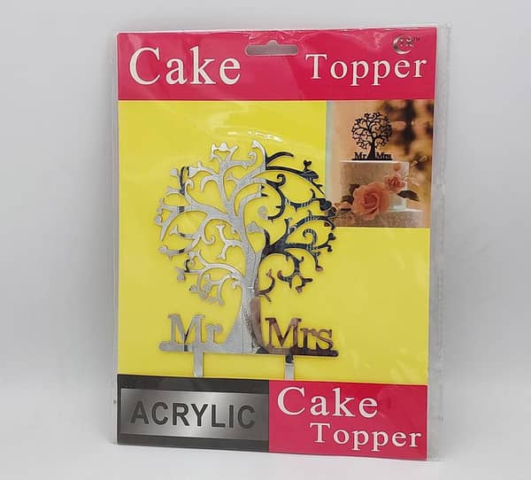 Silver MR & MRS Cake Topper for Cake Decoration