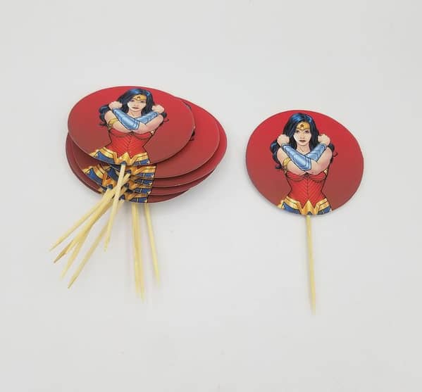 Pack of 10 Wonder Woman Theme Cupcake Toppers - 3.5 Inch Decorations