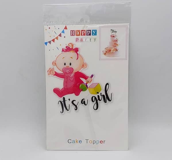 Its a Girl Cake Topper for Newborn Baby Girl Welcome Party Decoration