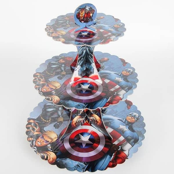 3-Tier Captain America Cupcake Stand for Party Decor
