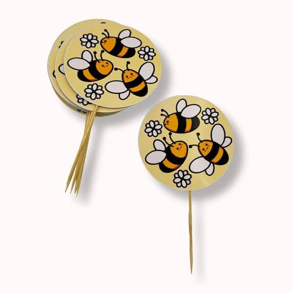 Pack of 10 Honeybee Cupcake Toppers for Birthday and Cake Decoration